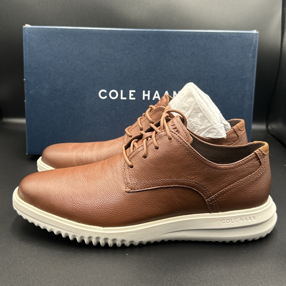 Cole Haan Grand Plain Toe Oxford C36935 British Tan Tumbled Leather Men's Sz 8.5 - Picture 3 of 6